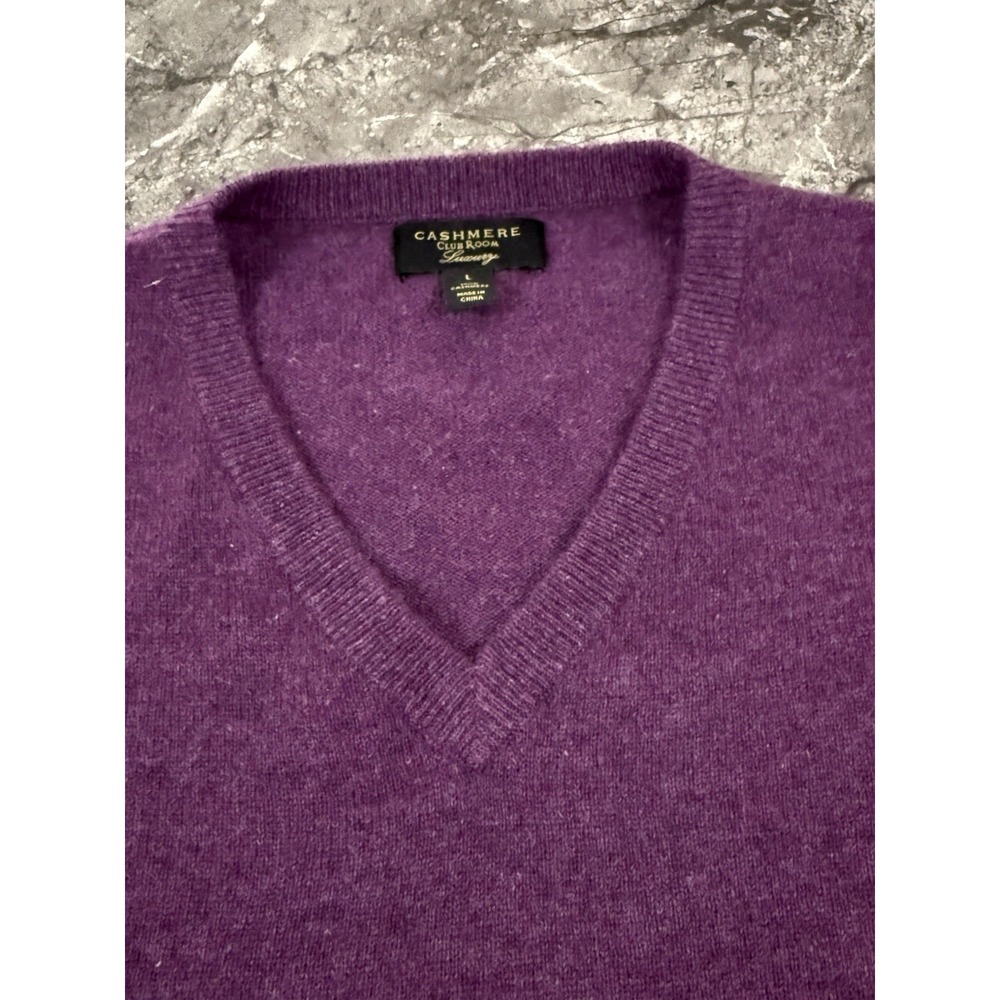 Club Room Luxury 100% Cashmere V-Neck Sweater Amethyst Purple Men's Size M NEW - Picture 6 of 9